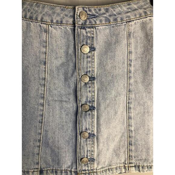 PACSUN Button Up Mini Jean Skirt Womens Size 26 Light Wash Blue Denim - Picture 3 of 9